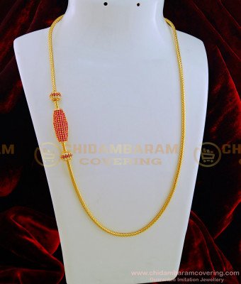 MCHN285 - Beautiful Full Ruby Stone Designer Mugappu with Thali Chain One Gram Jewellery for Women 
