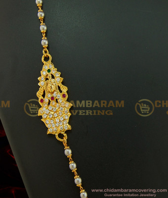 MCHN291 - Five Metal Lakshmi Mugappu with Pearl Chain|Muthu Chain Mugappu Chain for Women 