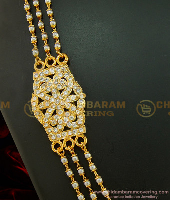 MCHN295 - Chidambaram Covering Exclusive Muthu Mugappu Chain with Impon Stone Mugappu Online 