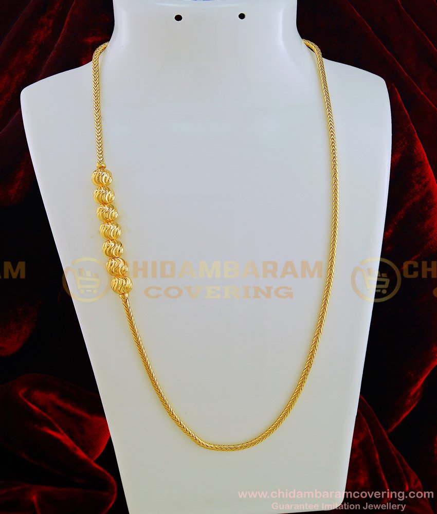MCHN299 - One Gram Gold Plated Daily Wear Plain Gold Ball Mugappu Design Buy Online