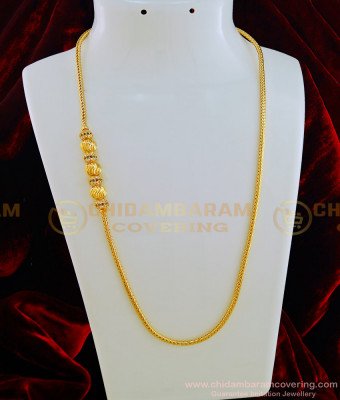 MCHN300 - New Model Ad Multi Stone Gold Mugappu Thali Chain Designs for Daily Use