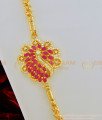 MCHN307 - Latest One Gram Gold Plated Ad Stone Designer Peacock Mugappu Chain for Female