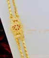 MCHN313 - 30 Inches Long Mugappu Chain Gold Plated Impon Ad Stone Mugappu with Double Chain Buy Online
