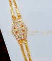 MCHN318 - Five Metal Impon White Stone Side Pendant Mugappu with Double Chain Guaranteed Jewellery