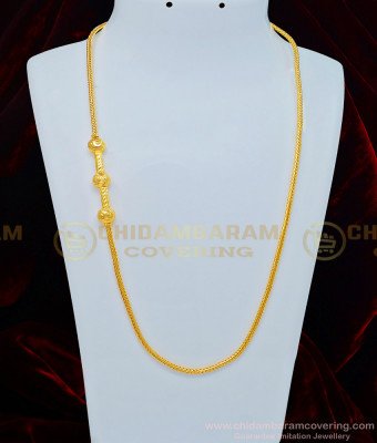 MCHN324 - One Gram Gold Plated Daily Wear Gold Balls Plain Mugappu Thali Saradu Design for Women