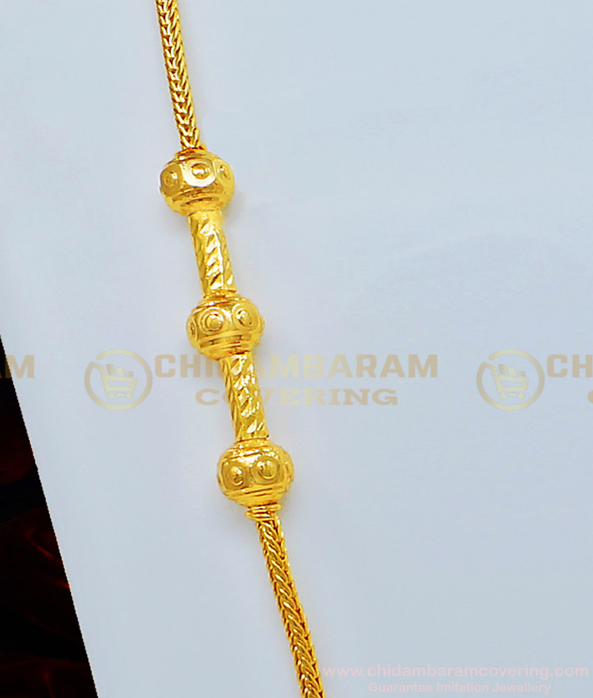 MCHN324 - One Gram Gold Plated Daily Wear Gold Balls Plain Mugappu Thali Saradu Design for Women