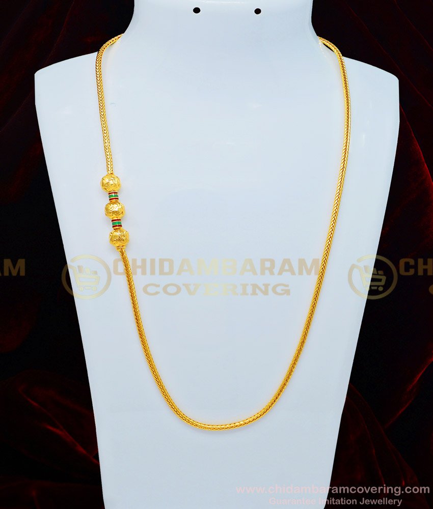 MCHN325 - Buy Latest Gold Plated Enamel Design Golden Balls Plain Mugappu Design Low Price Online