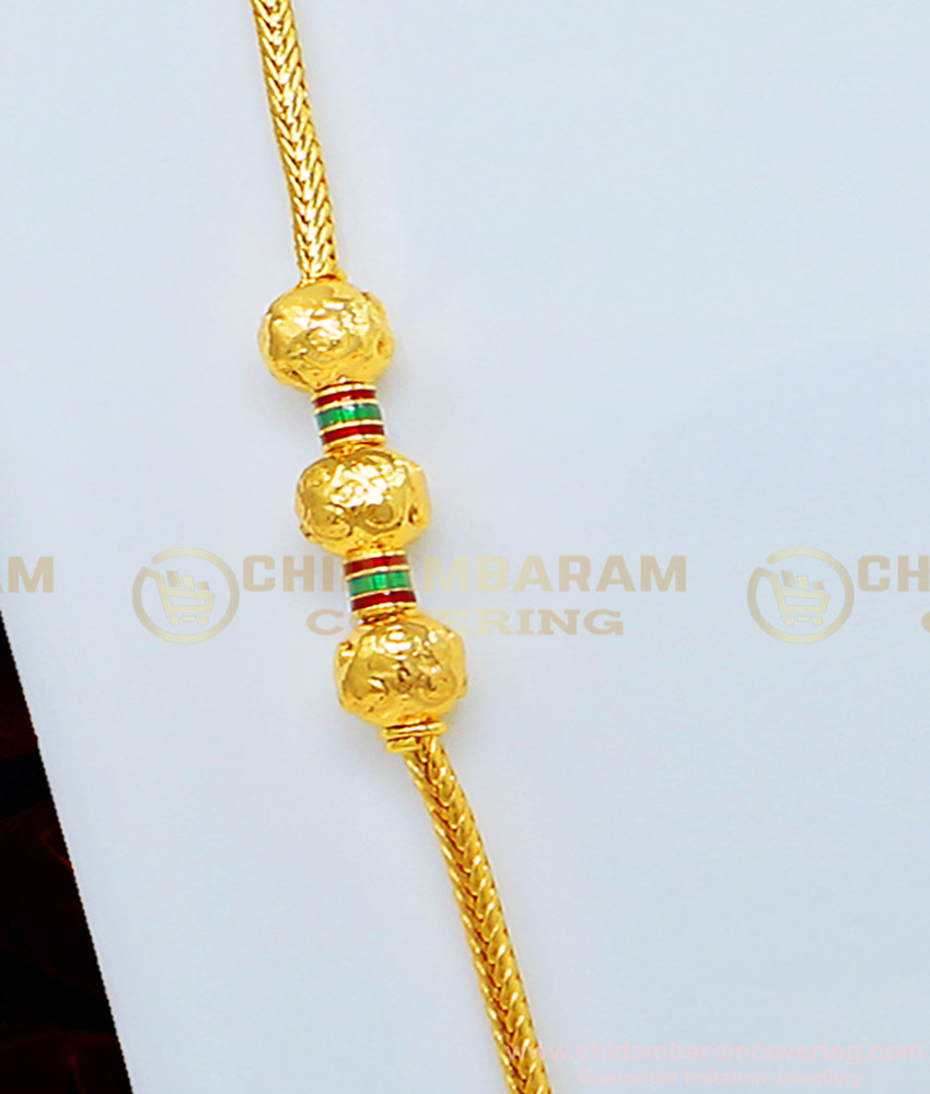 MCHN325 - Buy Latest Gold Plated Enamel Design Golden Balls Plain Mugappu Design Low Price Online
