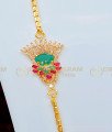 MCHN326 - Trendy American Diamond Designer Mugappu with Gold Plated Kushi Chain Indian Imitation Jewellery