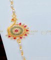 MCHN329 - South Indian Fashion Jewelry Gold Plated Stone Peacock Design Pearl Mugappu Chain Buy Online 