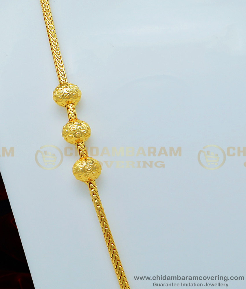 MCHN334-LG - One Gram Gold Plated Golden Plain Balls Mugappu Design Online