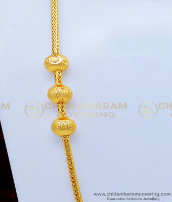 MCHN348 - One Gram Gold Plated Daily Wear Gold Balls Plain Mugappu Chain Gold Design Online