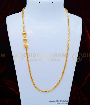 MCHN352 - Gold Look Without Stone Balls Model Thali Mugappu Chain Designs for Women 
