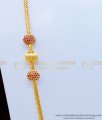 MCHN358 - Elegant Real Gold Design Ruby Stone Three Balls Wedding Mugappu Chain for Women 