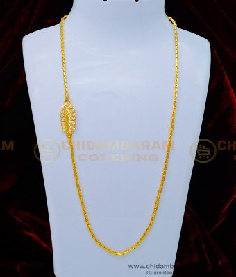 MCHN363 - 24 Inches White Stone Impon Mugappu Chain Chidambaram Covering Jewellery