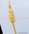 MCHN366 - Beautiful Leaf Design Impon White and Ruby Stone Mugappu Chain for Ladies  