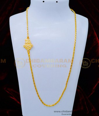 MCHN368 - One Gram Gold White Stone Peacock Design Five Metal Moppu Chain Buy Online