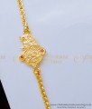 MCHN369 - Pure Gold Plated White and Ruby Stone Peacock Design Impon Mugapu Chain Design