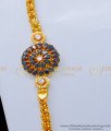 MCHN374 - Latest 1 Gram Gold American Diamond White and Black Stone Mugappu Chain for Women