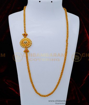 MCHN375 - New Model Antique Ad Stone Flower Design Mugappu with Chain Buy Online