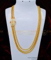 MCHN376 - Impon White and Ruby Stone 3 Line Mugappu Chain for Women