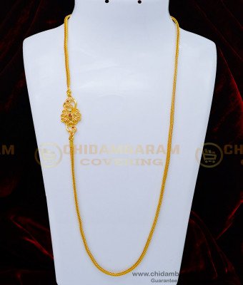 MCHN386 - Pure Gold Plated Guaranteed Ad Stone Mugappu Chain for Ladies 