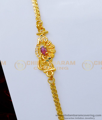 MCHN387 - New Model One Gram Gold Guaranteed Ad Stone Mugappu Chain Buy Online