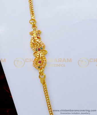MCHN388 - Unique Daily Wear Mango Design Stone Mugappu Chain Best Price Online 