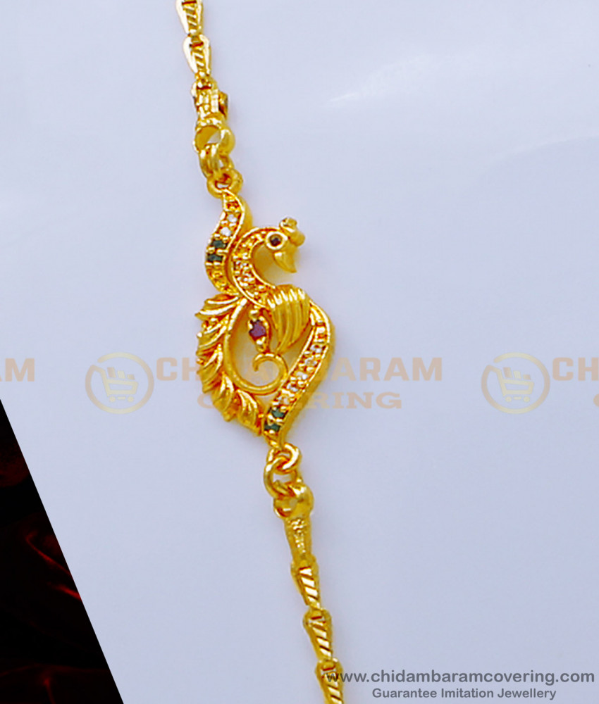 MCHN393 - Daily Use Gold Plated Peacock Mugappu With 24 Inches Long Chain for Women 