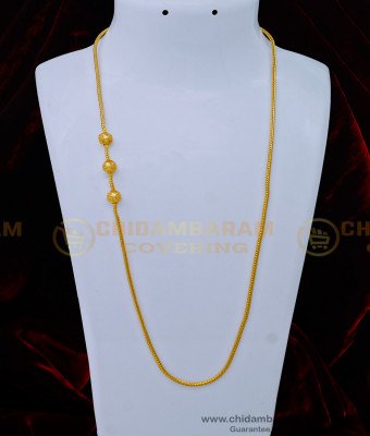MCHN402 - Gold Plated Guaranteed Palin Gold Balls Mugappu Chain Design for Daily Use