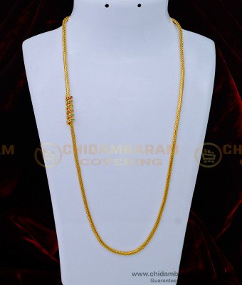 MCHN404 - Trendy Ruby Emerald Stone Spiral Thali Kodi One Gram Gold Moppu Chain Design