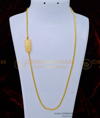 MCHN406 - South Indian Jewellery Light Weight White Stone Impon Mugappu Chain for Daily Use