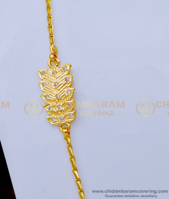 MCHN406 - South Indian Jewellery Light Weight White Stone Impon Mugappu Chain for Daily Use