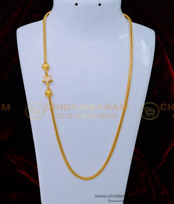 MCHN413 - Unique White Stone Star Design Mugappu Chain One Gram Gold Plated Jewellery 
