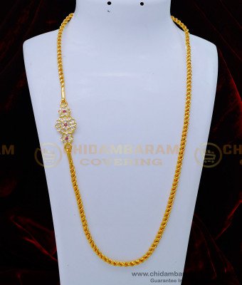 MCHN423 - One Gram Gold Plated Impon Flower Model Mugappu Chain Design Buy Online 