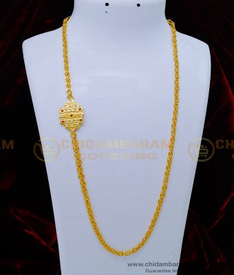 MCHN425 - Latest Mugappu Chain Model White and Ruby Stone Impon Mugappu Chain Design 