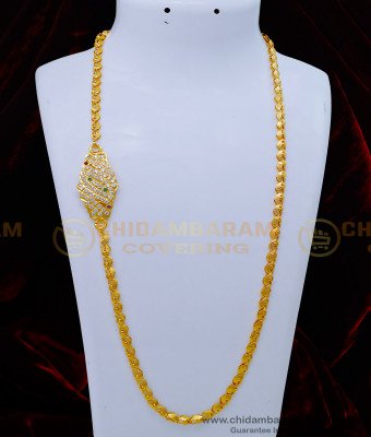 MCHN429 - Five Metal Daily Wear Stone Moppu Chain Designs Gold Plated Jewellery Online 