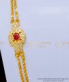 MCHN433 - New Model White and Ruby Stone Impon Mugappu Chain Designs South Indian Jewellery 