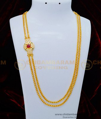 MCHN434 - Latest Mugappu Thali Chain Collections Impon Multi Stone Double Line Moppu Chain 