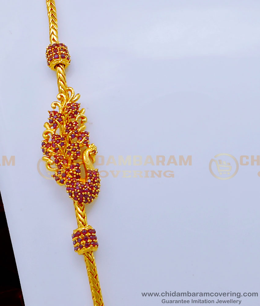 MCHN441 - 30 Inch Long New Model Peacock Design Thali Kodi Mugappu Chain for Women