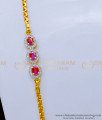 MCHN443 - Unique White and Ruby Stone Diamond Design Mugappu Chain Online