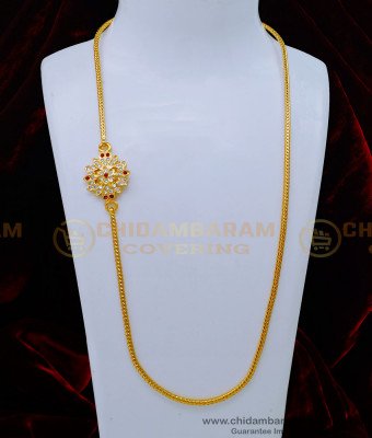 MCHN446 - Impon Round Stone Mugappu Gold Thali Chain Model 