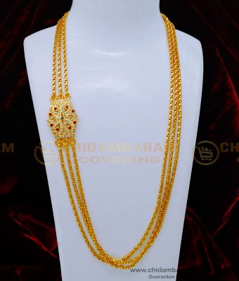 MCHN455 - Impon Stone with Three Line Mugappu Thali Chain Designs 