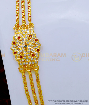 MCHN455 - Impon Stone with Three Line Mugappu Thali Chain Designs 