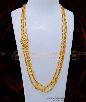 MCHN456 - Impon Multi Stone 3 Line Mugappu Thali Chain Designs