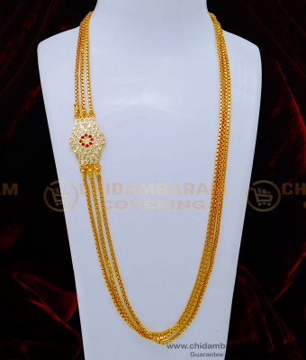 MCHN460 - Latest Flower Design 3 Line Mugappu Chain Buy Online