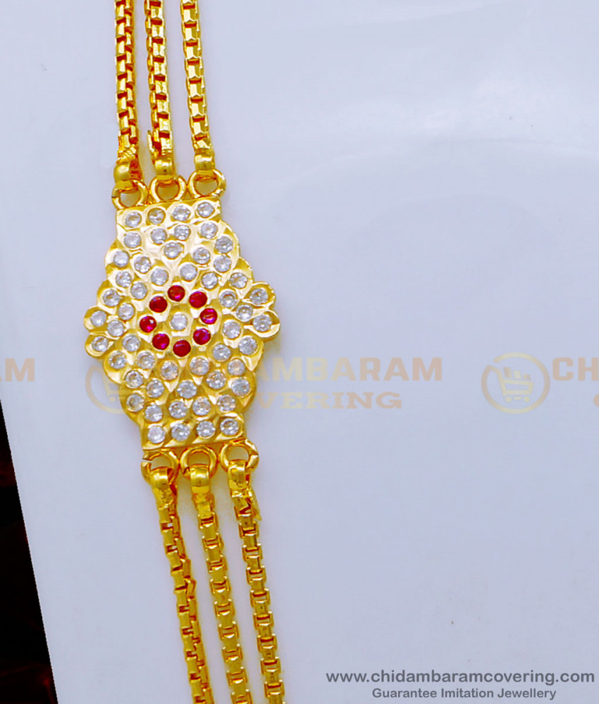 MCHN460 - Latest Flower Design 3 Line Mugappu Chain Buy Online