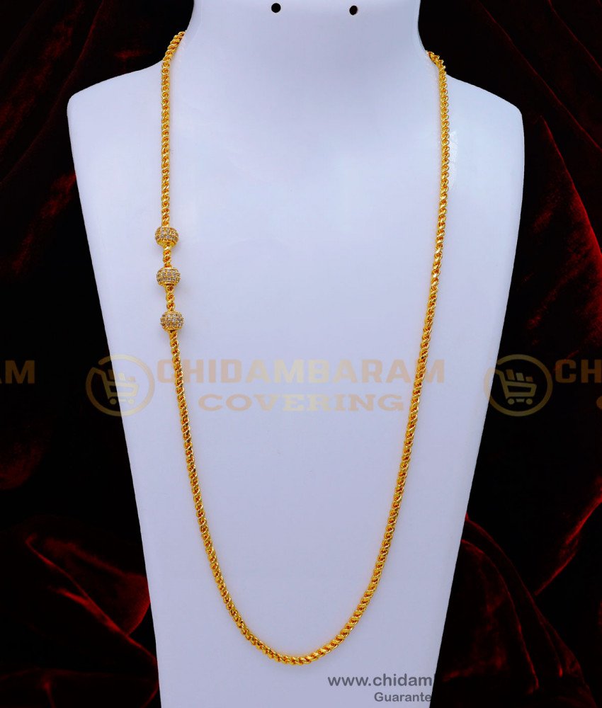 MCHN465 - Traditional Gold Design Balls Mugappu Thali Chain for Women