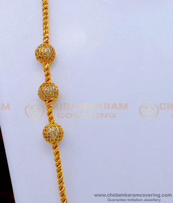 MCHN466 - 1 Gram Gold Plated Ball Mugappu Thali Chain Designs