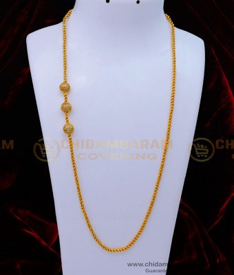 MCHN466 - 1 Gram Gold Plated Ball Mugappu Thali Chain Designs